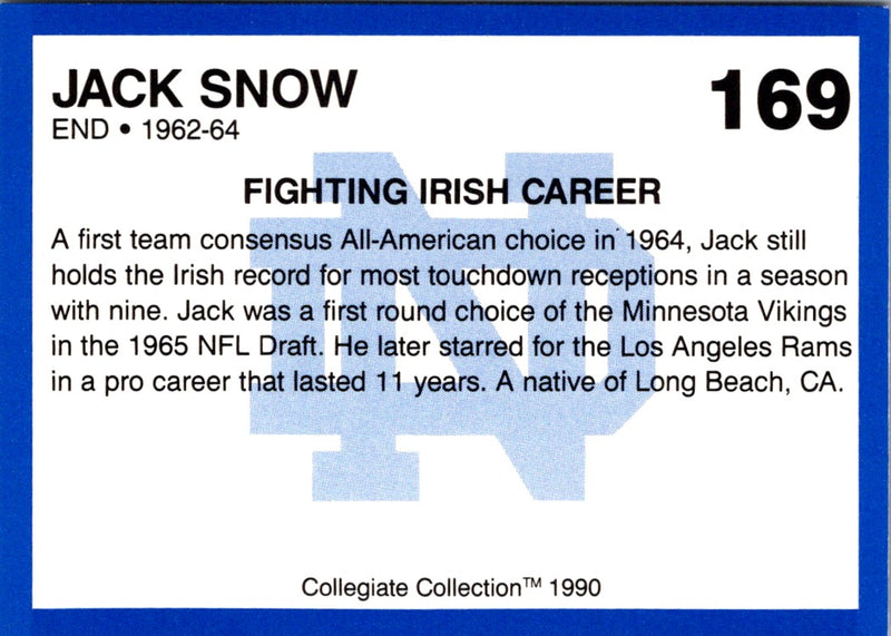 1990 Collegiate Collection Notre Dame Jack Snow