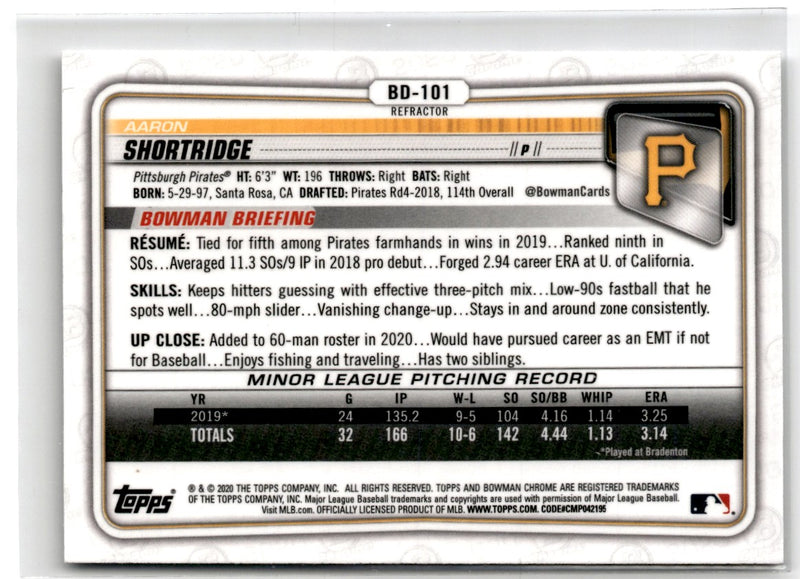 2020 Bowman Draft Chrome Aaron Shortridge