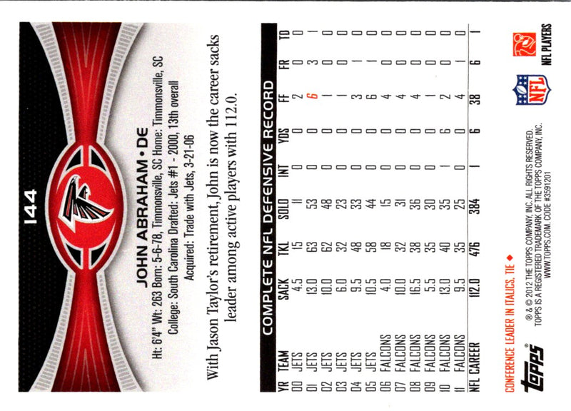 2012 Topps John Abraham