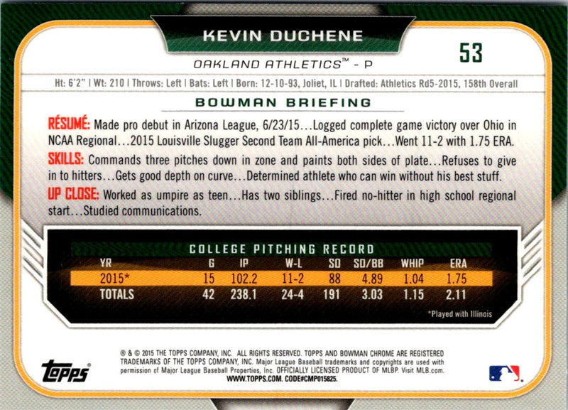 2015 Bowman Draft Picks & Prospects Chrome Kevin Duchene