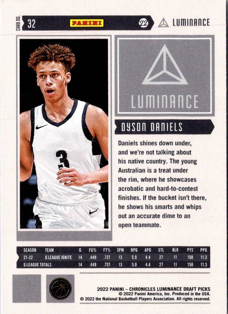 2022 Panini Chronicles Draft Picks Luminance Dyson Daniels