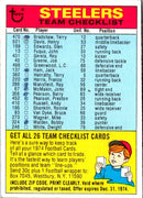 1974 Topps Team Checklists Checklist Pittsburgh Steelers