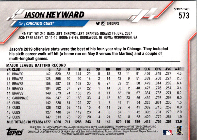 2020 Topps Jason Heyward