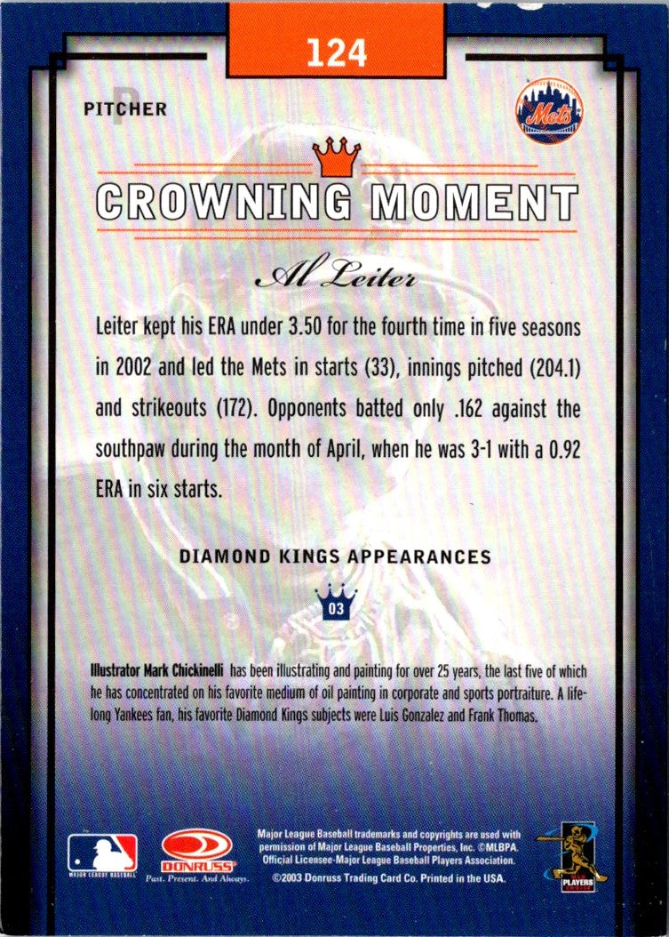 2003 Donruss Diamond Kings Al Leiter