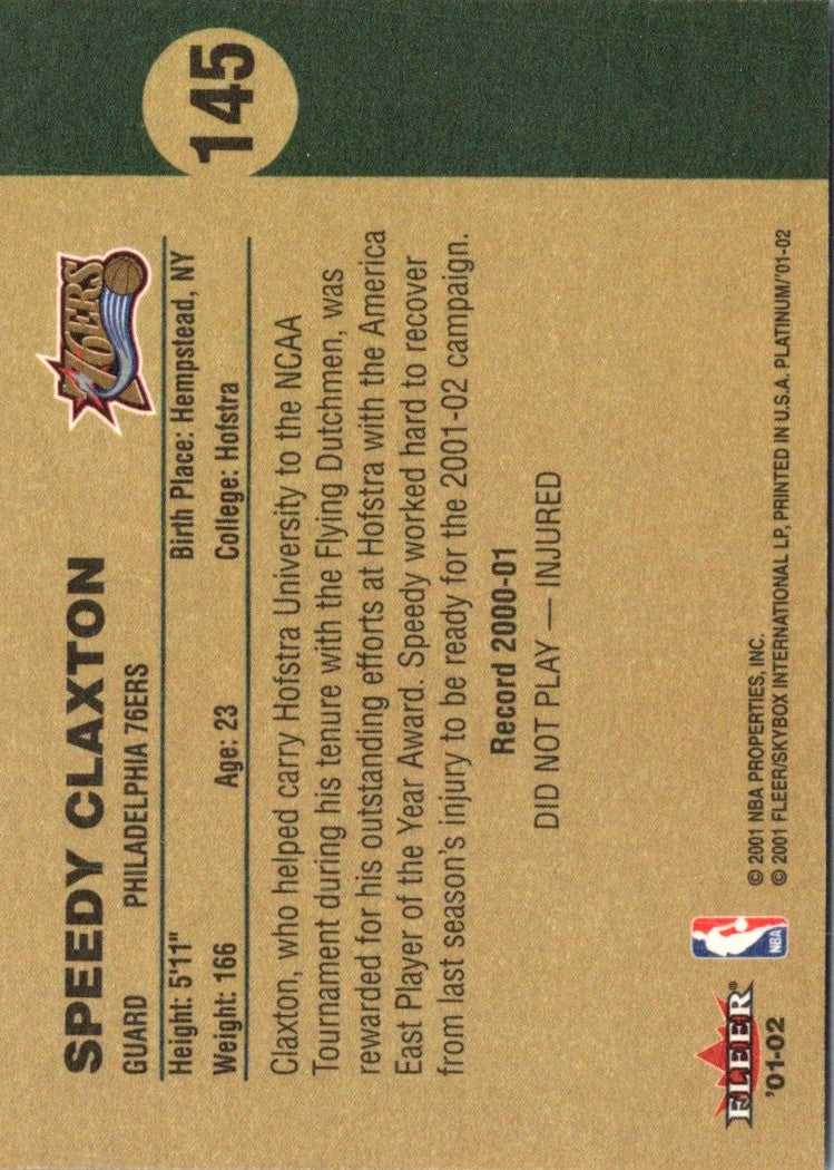 2001 Fleer Platinum Speedy Claxton