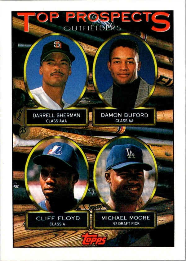 1993 Topps Darrell Sherman/Damon Buford/Cliff Floyd/Michael Moore #576 Rookie