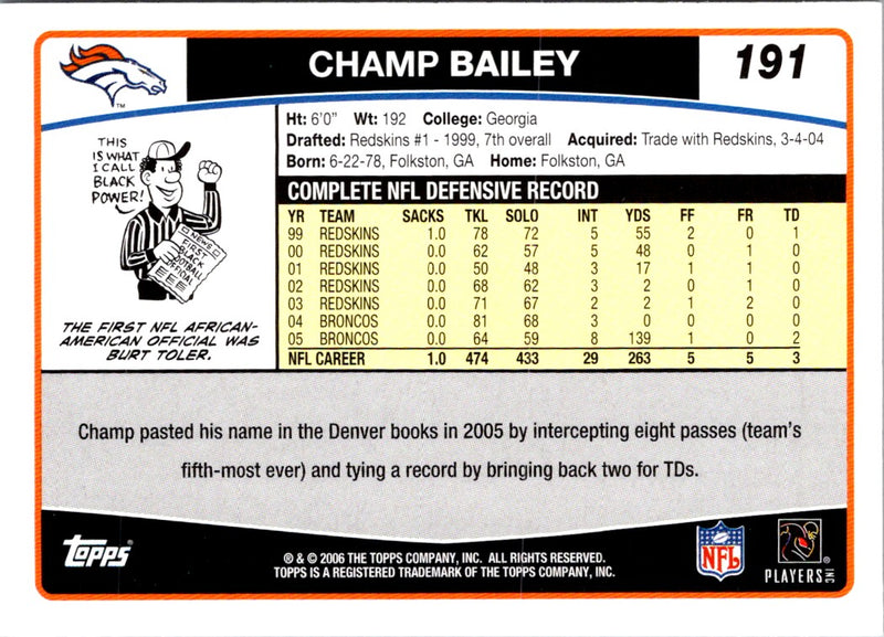 2006 Topps Champ Bailey