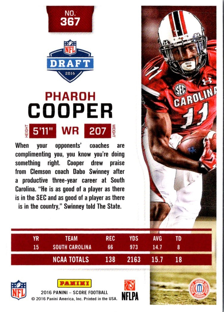 2016 Score Scorecard Pharoh Cooper