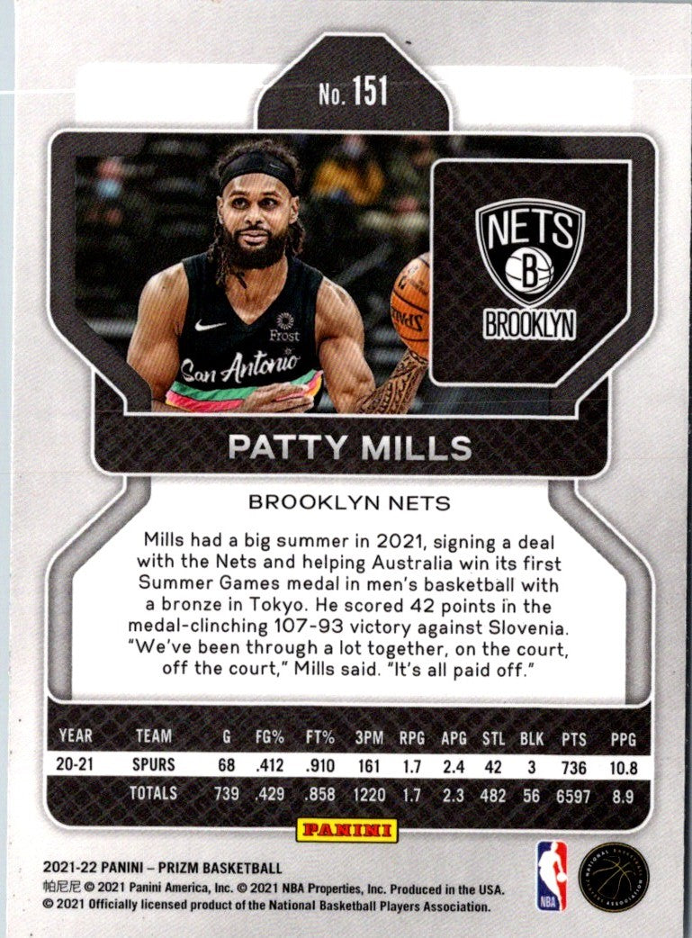 2021 Panini Prizm Blue Patty Mills