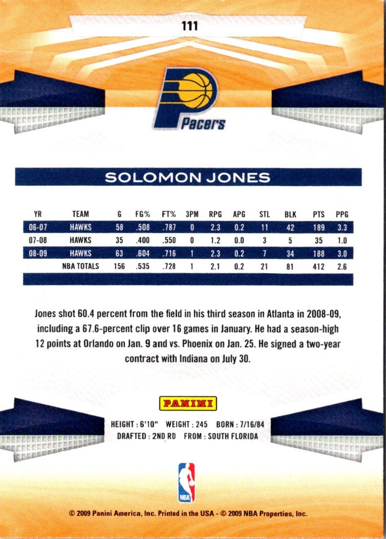 2009 Panini Solomon Jones