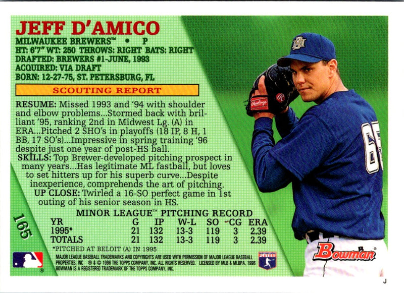 1996 Bowman Foil Jeff D'Amico