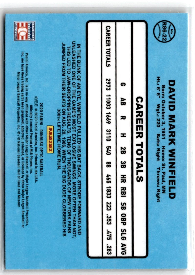 2020 Panini Absolute Baseball Dave Winfield