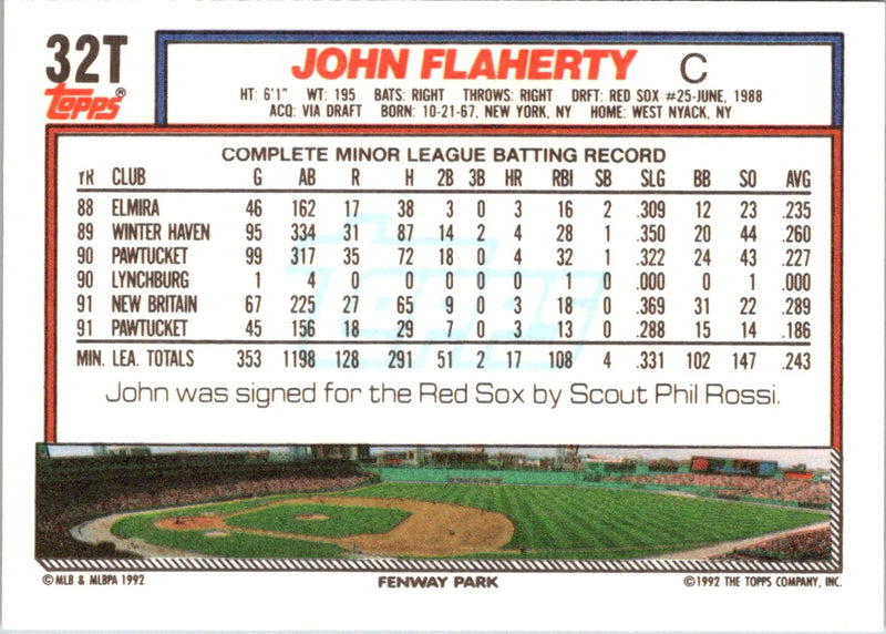 1992 Topps Traded John Flaherty