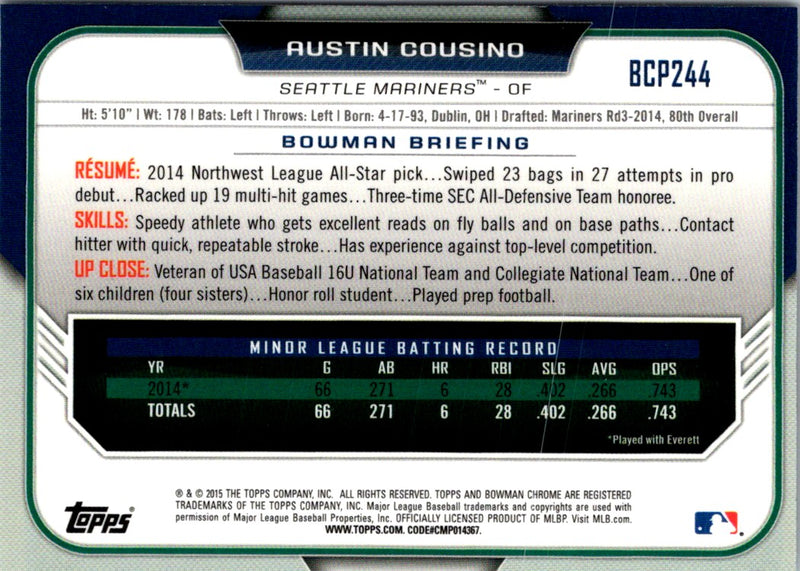 2015 Bowman Chrome Prospects Austin Cousino