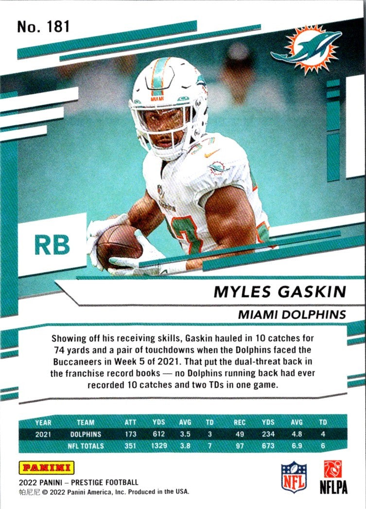 2022 Panini Prestige Myles Gaskin