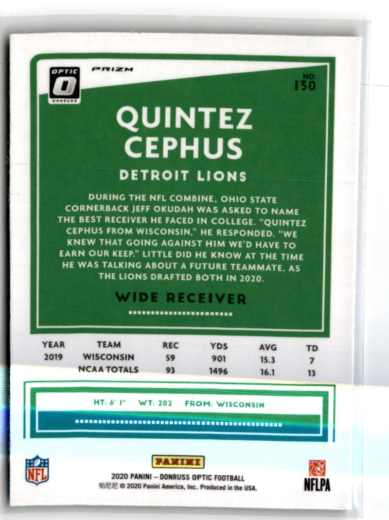 2020 Donruss Optic Green Velocity Quintez Cephus