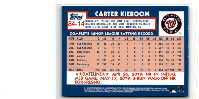 2018 Topps Pro Debut Carter Kieboom