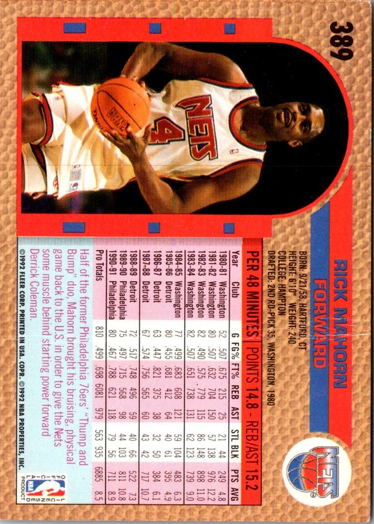 1992 Fleer Rick Mahorn