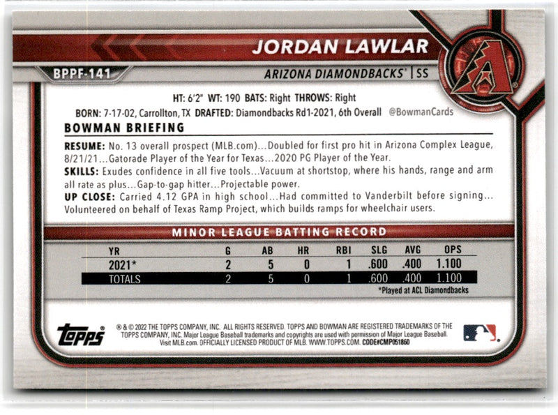 2022 Bowman 1st Edition Jordan Lawlar