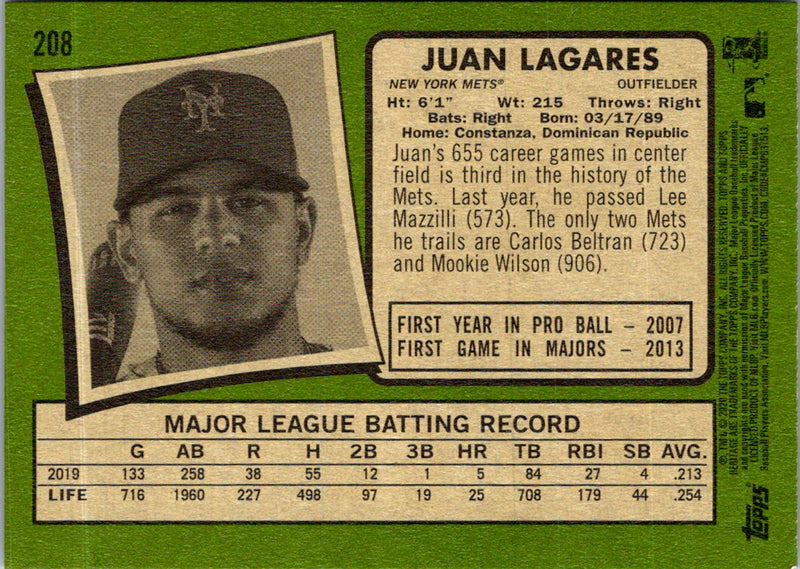 2020 Topps Heritage Juan Lagares