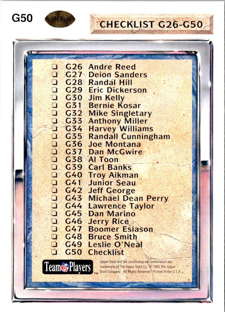 1992 Upper Deck Checklist