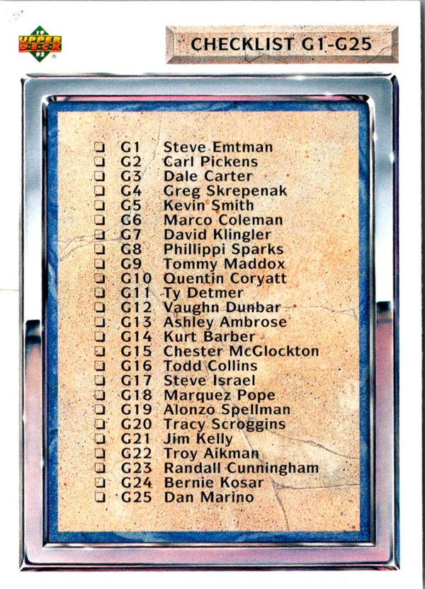 1992 Upper Deck Checklist #G50