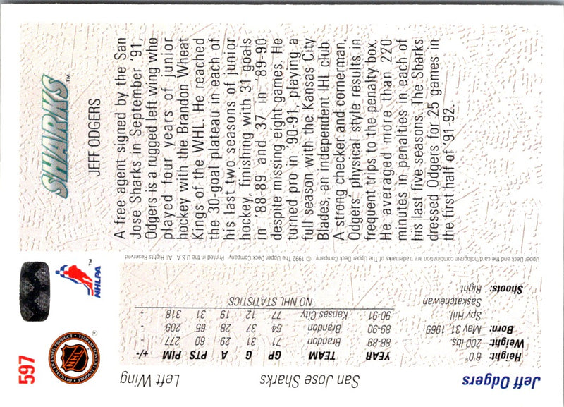 1991 Upper Deck Jeff Odgers