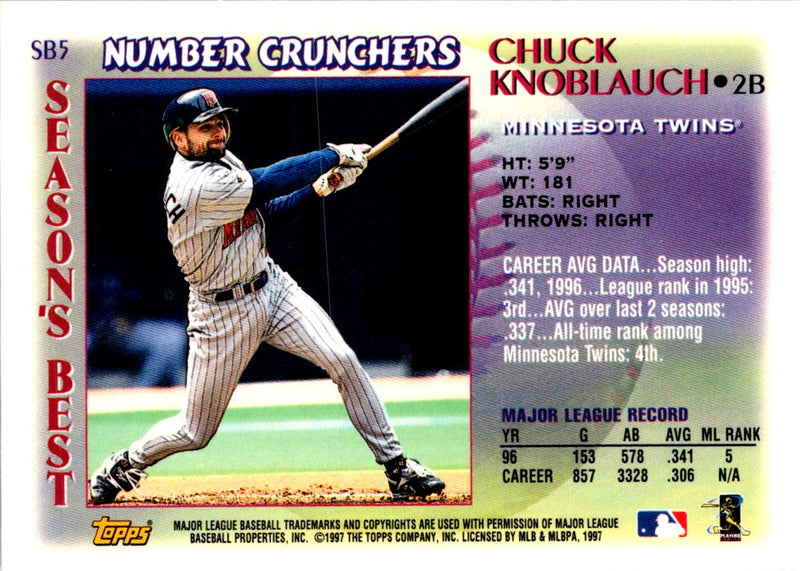 1997 Topps Season's Best Chuck Knoblauch