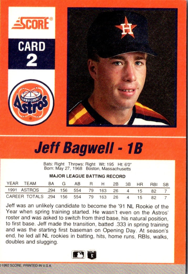 1992 Score Impact Players Jeff Bagwell