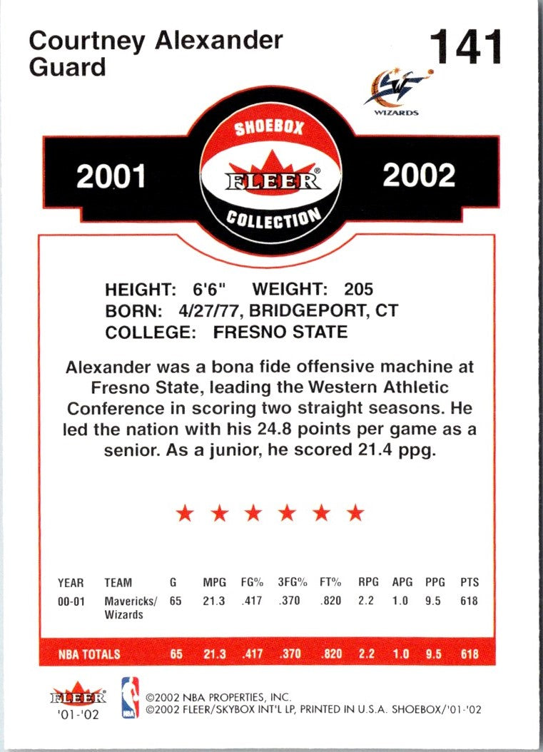 2001 Fleer Shoebox Courtney Alexander