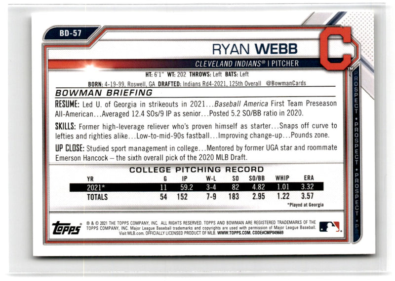 2021 Bowman Draft Ryan Webb