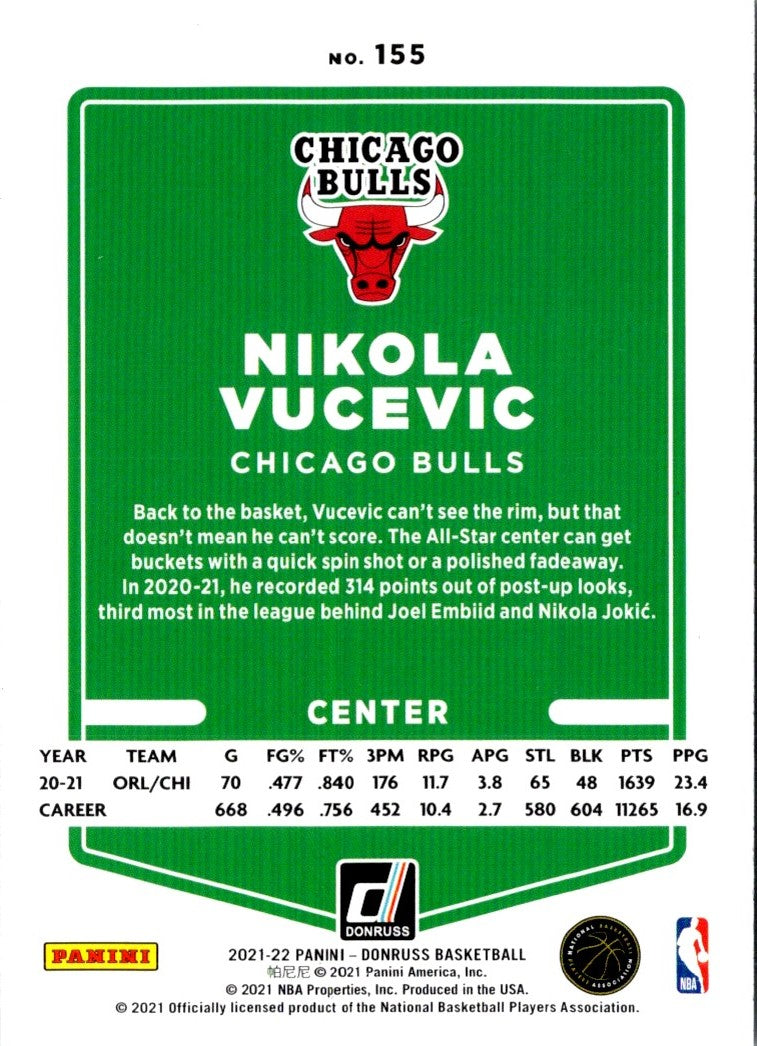 2021 Donruss Holo Red and Gold Laser Nikola Vucevic