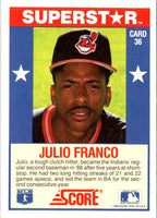 1989 Score Baseball's 100 Hottest Players Julio Franco #36