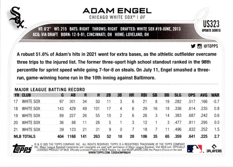 2022 Topps Update Adam Engel