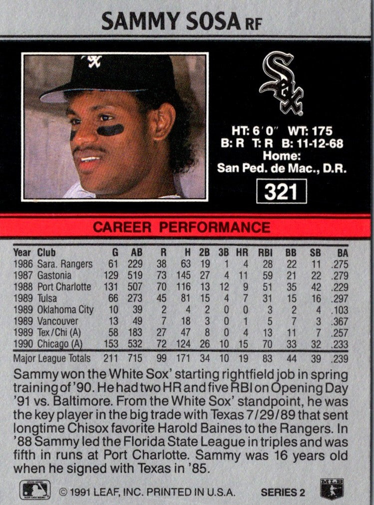 1991 Leaf Sammy Sosa