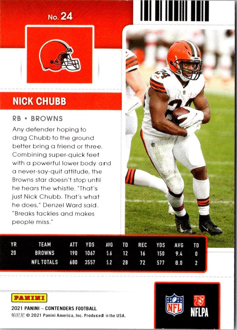 2021 Panini Contenders Red Zone Nick Chubb