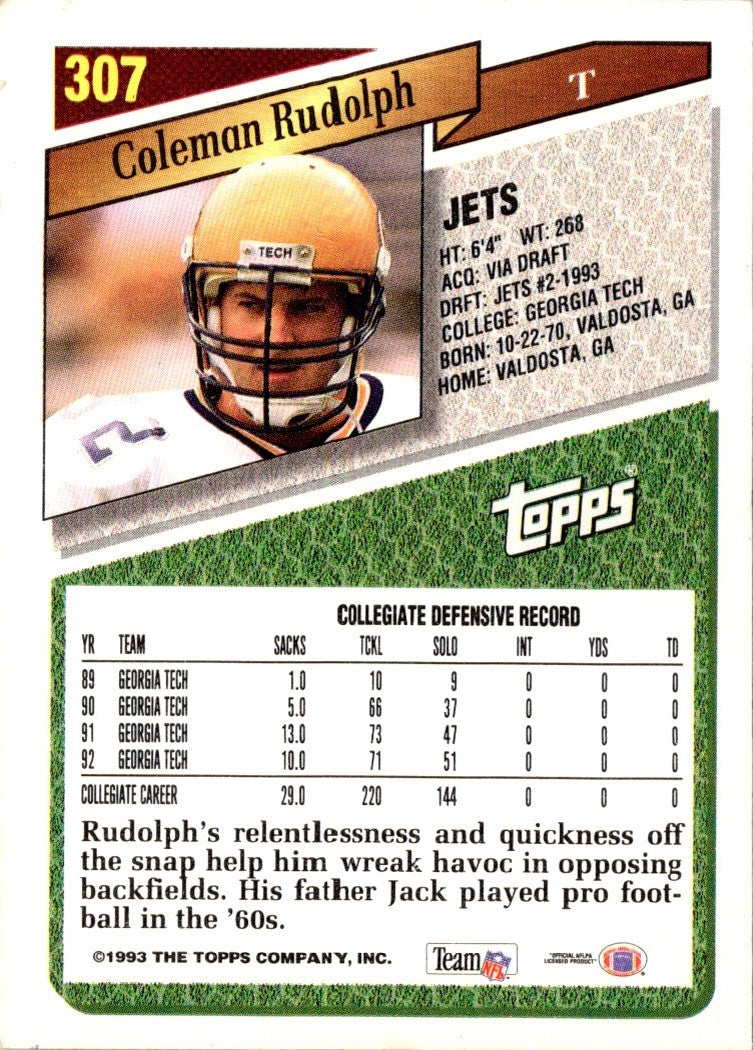 1993 Topps Coleman Rudolph