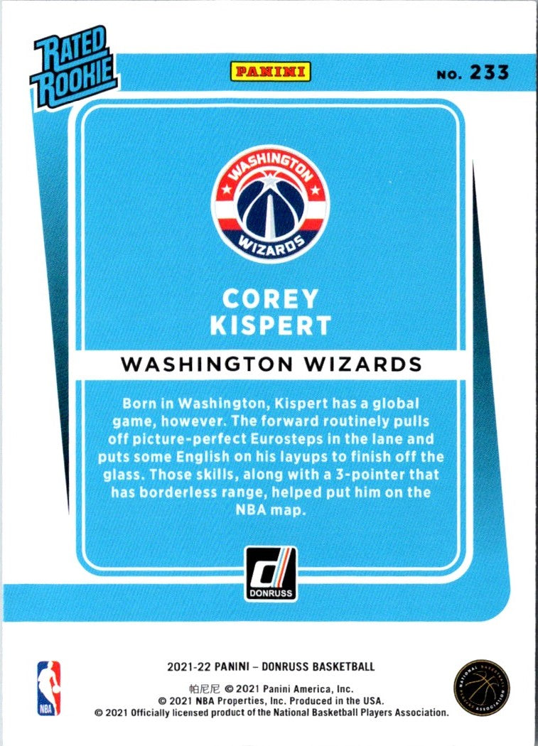 2021 Donruss Rated Rookies Corey Kispert