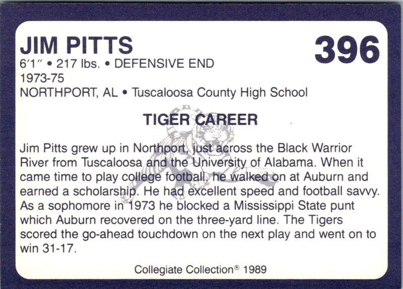 1989 Collegiate Collection Auburn Coke 580 Jim Pitts