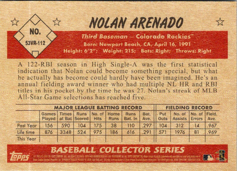 2019 Bowman Heritage Nolan Arenado