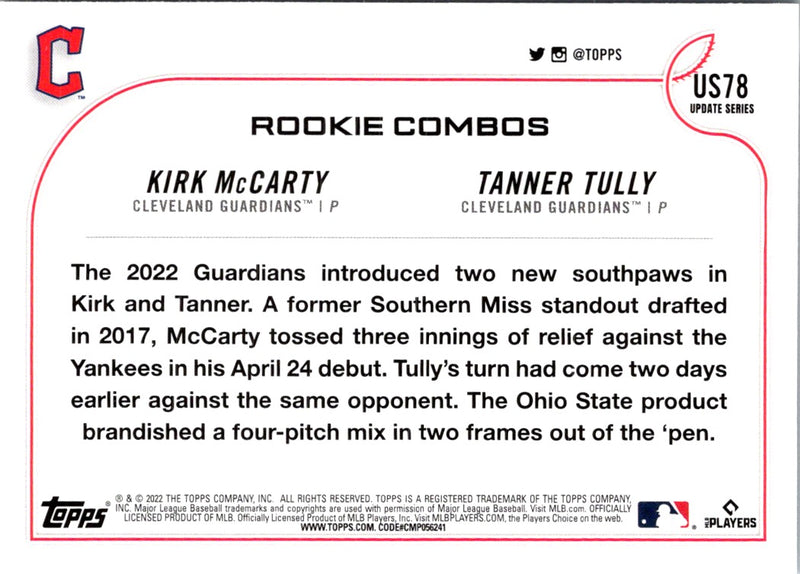 2022 Topps Update Kirk McCarty/Tanner Tully