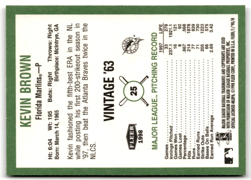 1998 Fleer Tradition Vintage Kevin Brown