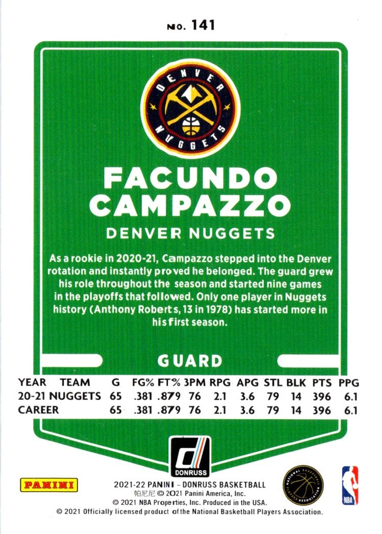 2021 Donruss Facundo Campazzo