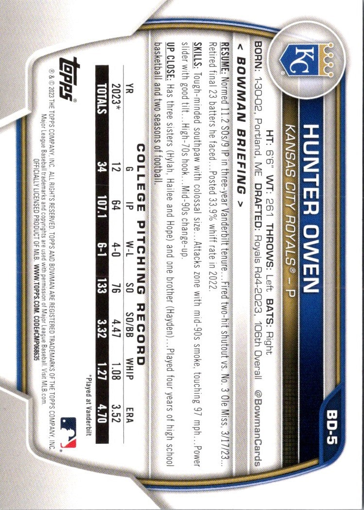 2023 Bowman Draft Hunter Owen