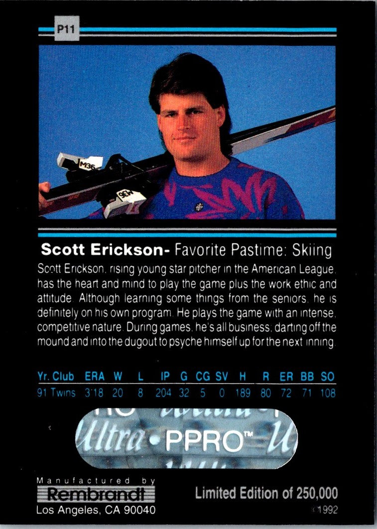 1992 Rembrandt Ultra-Pro Promos Scott Erickson