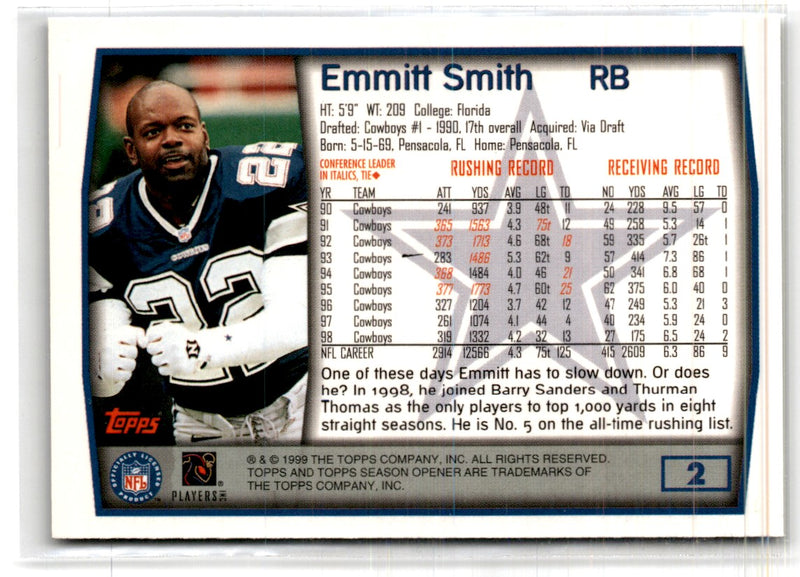 1999 Topps Season Opener Emmitt Smith