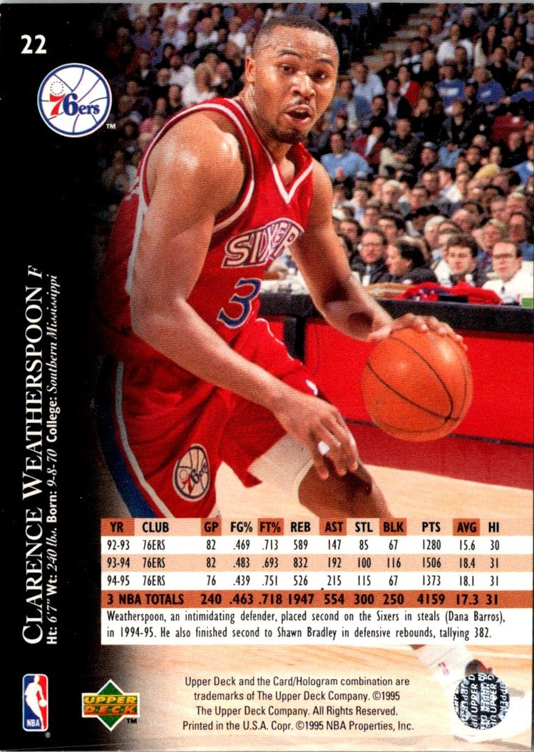 1995 Upper Deck Electric Court Clarence Weatherspoon