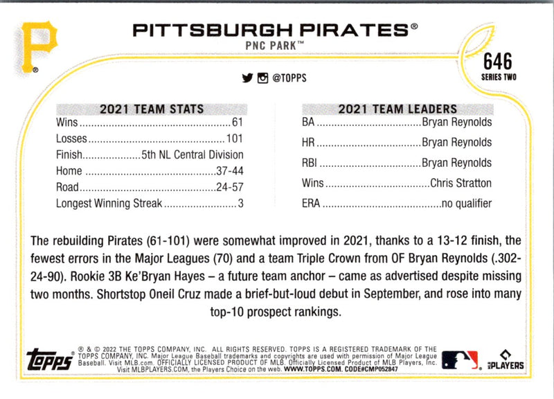 2022 Topps Pittsburgh Pirates