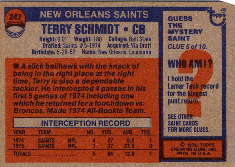 1976 Topps Terry Schmidt