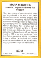 1987 Donruss Highlights Mark McGwire #54